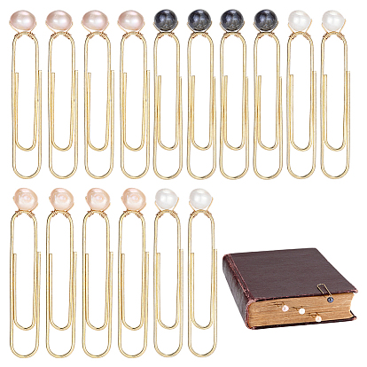 16 шт 4 цвета железные скрепки, с натуральным пресноводным жемчужные бусины, золотые