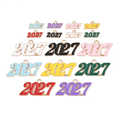 Подвески из эмали и сплава, число 2027 прелести, золотые