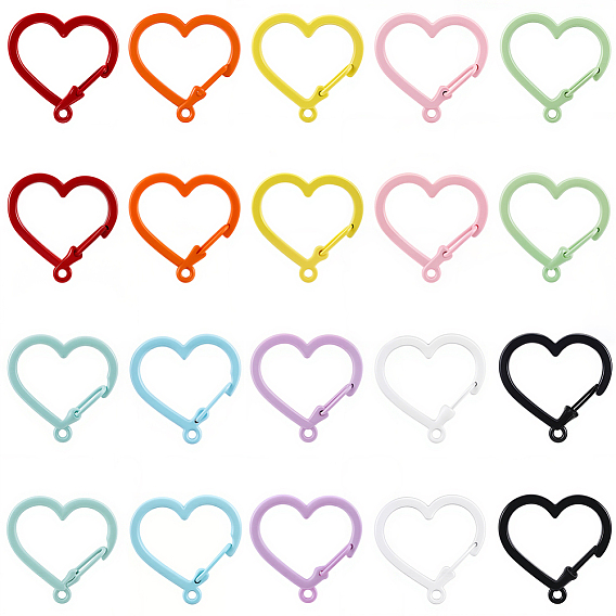 20 шт. 10 цвета запекаемой краски сплава карабины для ключей связки ключей, сердце