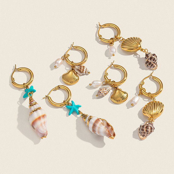 Серьги из 304 нержавеющей стали, реальный 18 k позолоченный, с имитацией жемчуга