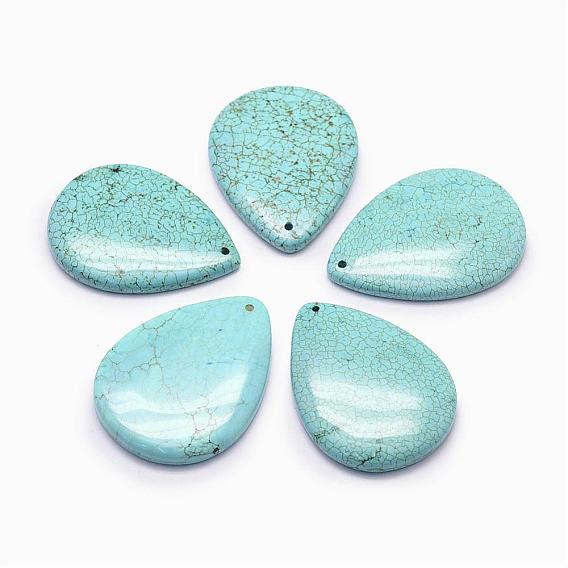 Natural Howlite Big Pendants, Dyed, Drop