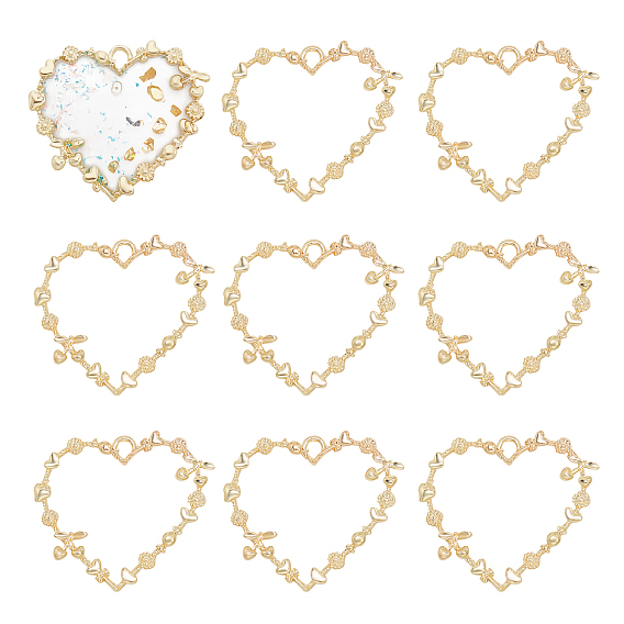 Rack Plating Alloy Open Back Bezel Pendants, For DIY UV Resin, Epoxy Resin, Pressed Flower Jewelry, Cadmium Free & Nickel Free & Lead Free, Heart
