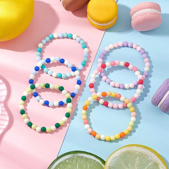 Непрозрачные акриловые круглые тянущиеся браслеты для детей