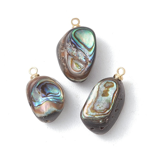Природные пауа оболочки подвески, подвески в виде самородков с латунными креплениями