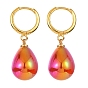 Acrylic Teardrop Dangle Hoop Earrings, Golden Brass Jewelry for Women