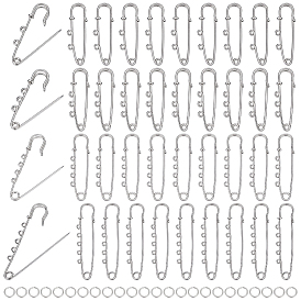 40Pcs Alloy Brooch Findings, with 140Pcs Tarnish Resistant 304 Stainless Steel Jump Rings