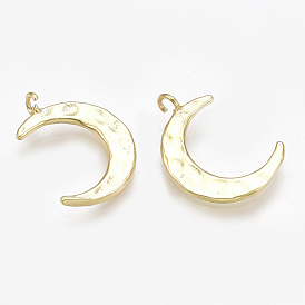 Brass Pendants, Real 18K Gold Plated, Moon
