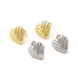 Heart Rack Plating Brass Stud Earrings for Women, Long-Lasting Plated, Lead Free & Cadmium Free