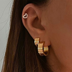18K Gold Wide Groove Stainless Steel Stud Earrings for Women - Fashionable and Personalized Titanium Steel Ear Jewelry