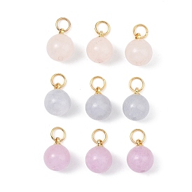 Природные каменные смешанные подвески, круглые подвески в виде шариков с 304 соединительными кольцами из нержавеющей стали, золотые