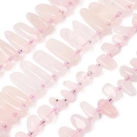 Природного розового кварца нитей бисера, Топ пробуренной, самородки, с бисером