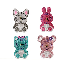 Kits d'horloge de peinture de diamant de bricolage d'animaux pour commencer, Kits d'art de diamant de chat de chien de souris pour la décoration murale de bureau à la maison