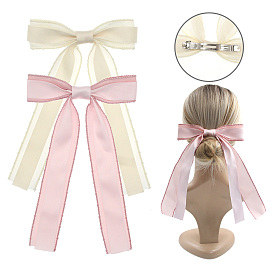 600Pcs 2Styles White Hollow Out/Pink Vertical Striped Rhinestone Bow Hair Clip