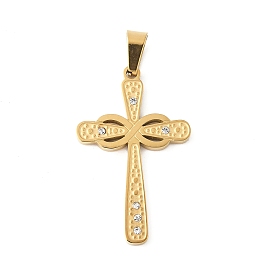 304 подвески из нержавеющей стали, со стразами, ионное покрытие (ip), крестик