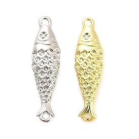 Подвески-рыбки с микропаве из латуни и прозрачными кубическими циркониями, долговечный, стойки покрытие, без свинца и без кадмия, ионное покрытие (ip)