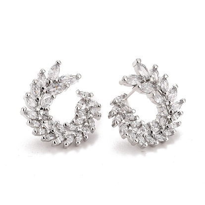 Серьги-гвоздики из латунного микро-паве, долговечный, листовые ветви