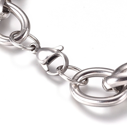 Unisex 304 Stainless Steel Chain Bracelets, with Lobster Claw Clasps