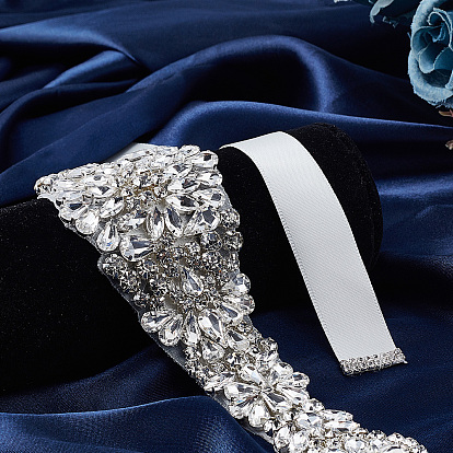 Fingerinspire Crystal Rhinestones Wedding Dress Belt, Flower Bridal Belt