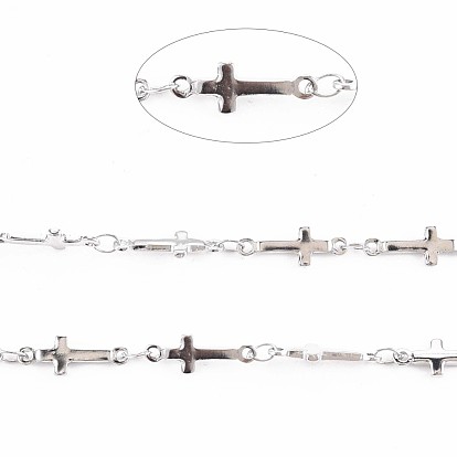 201 Stainless Steel Cross & Oval Link Chains, Soldered