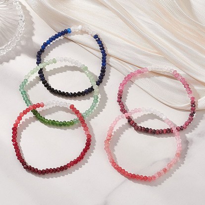 Браслеты-рондели из натуральных окрашенных малайзийских нефритов для женщин, градиент цвета