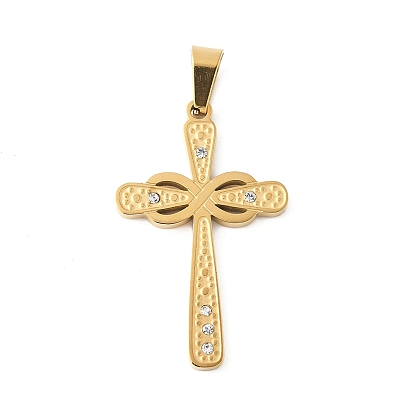 304 подвески из нержавеющей стали, со стразами, ионное покрытие (ip), крестик