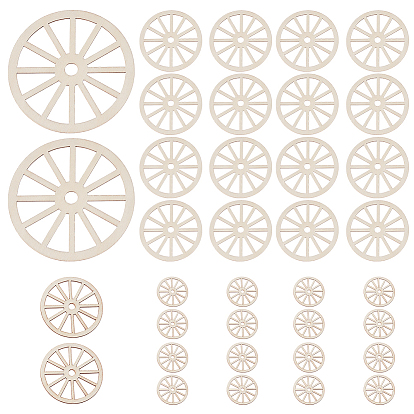 40 шт. 2 стили незаконченные пустые деревянные подвески в виде колеса набор для рисования, пирография, домашнего декора