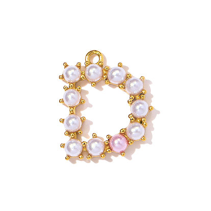 304 подвески из нержавеющей стали, с абс пластмассовой имитационной жемчужиной, ионное покрытие (ip), реальный 18 k позолоченный, зеркальная полировка