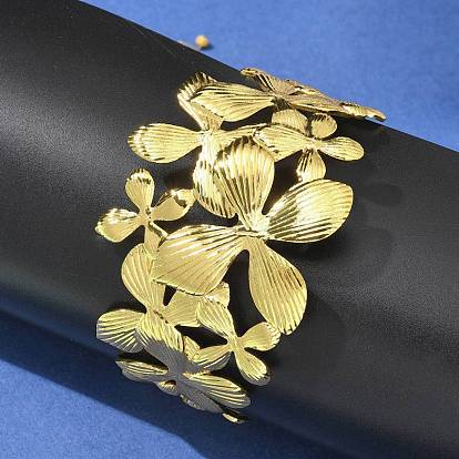 304 женские браслеты с открытыми манжетами из нержавеющей стали, цветок