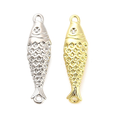 Подвески-рыбки с микропаве из латуни и прозрачными кубическими циркониями, долговечный, стойки покрытие, без свинца и без кадмия, ионное покрытие (ip)