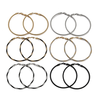 Ионное покрытие (ip) 304 серьги-кольца из нержавеющей стали для женщин