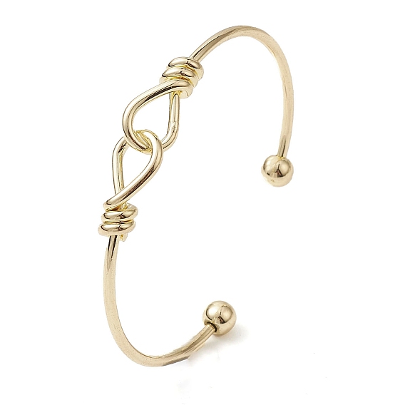 Teadrop Knot Brass Cuff Bangles, Long-Lasting Plated, Lead Free & Cadmium Free