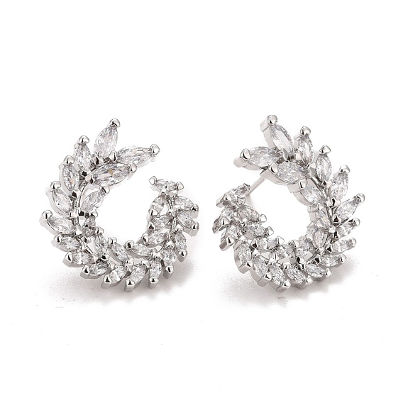 Серьги-гвоздики из латунного микро-паве, долговечный, листовые ветви