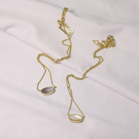 Ожерелья с подвеской в виде овала с гранеными камнями из натуральной белой ракушки/серого кошачьего глаза для женщин