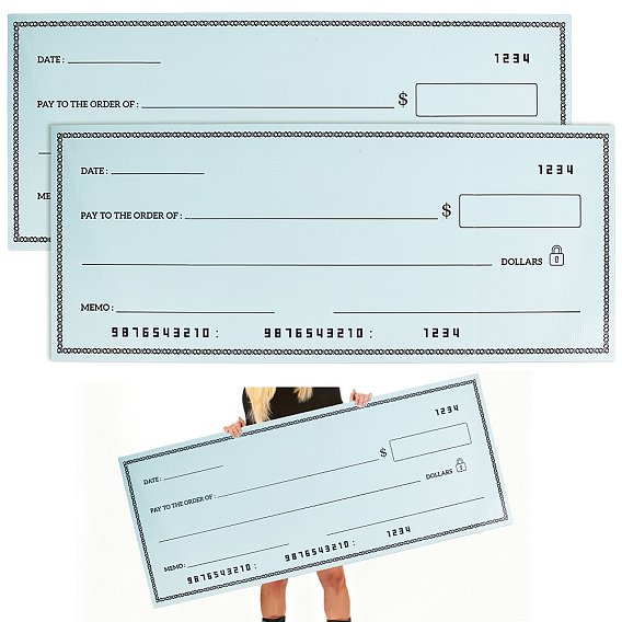 Plastic Big Blank Check Wall Decor with Stickers