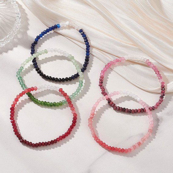 Браслеты-рондели из натуральных окрашенных малайзийских нефритов для женщин, градиент цвета