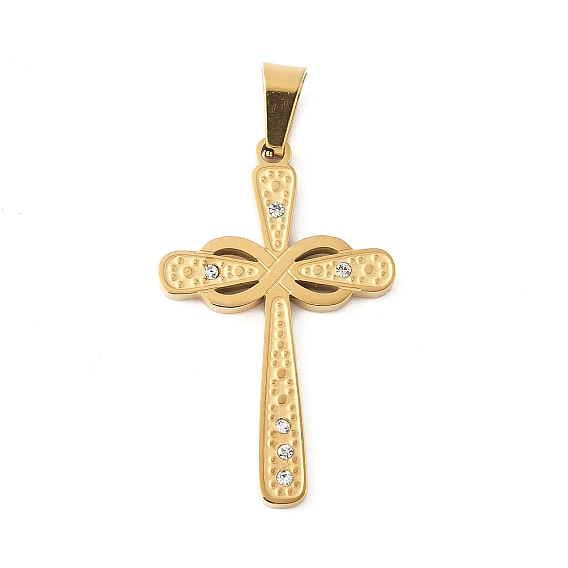 304 подвески из нержавеющей стали, со стразами, ионное покрытие (ip), крестик