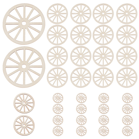 40 шт. 2 стили незаконченные пустые деревянные подвески в виде колеса набор для рисования, пирография, домашнего декора