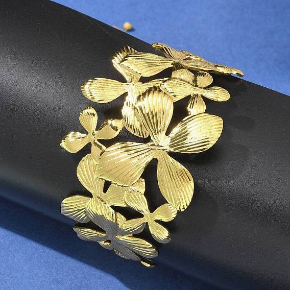 304 женские браслеты с открытыми манжетами из нержавеющей стали, цветок