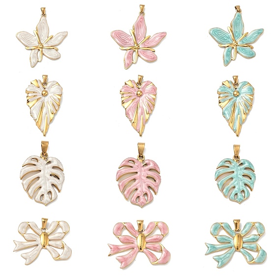 304 подвески из нержавеющей стали, с эмалью, ионное покрытие (ip), реальный 18 k позолоченный