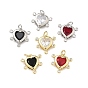 Латунные микро проложить кубического циркония подвески, сердце прелести, долговечный, стойки покрытие, без свинца и без кадмия, со стеклом, реальный 18 k позолоченный