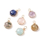 Natural Mixed Gemstone Pendants, with Eco-Friendly Copper Wire Wrapped, Half Round/Dome, Mixed Dyed and Undyed