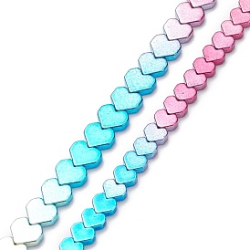 Brins de perles d'hématite synthétiques non magnétiques électrolytiques de couleur arc-en-ciel, cœur