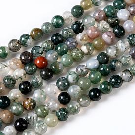 Rondes naturels indiens perles d'agate brins