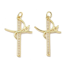 Латунные микропаве прозрачные подвески с фианитом, стойки покрытие, долговечный, без свинца и без кадмия, крест прелести