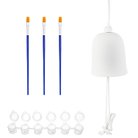 BENECREAT DIY Wind Chime, with Cone Shape Porcelain, Polyester Cord, 6 box Plastic Empty Paint Palette and 3pcs Paint Brushes Pens Accessories