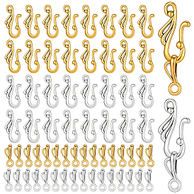 100 шт. 2 цвета, застежки-крючки и S-образные застежки в тибетском стиле, без свинца и без кадмия