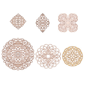 Brass Large Flower Filigree Findings, Mixed Shapes