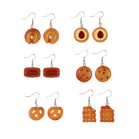 Resin Food Model Dangle Earrings, Jewely for Women, Brown, Cookies