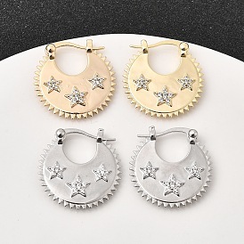 Серьги-кольца из латуни с прозрачным фианитом и прозрачным фианитом