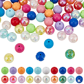 120 шт 20 стили непрозрачные акриловые бусины, круглые